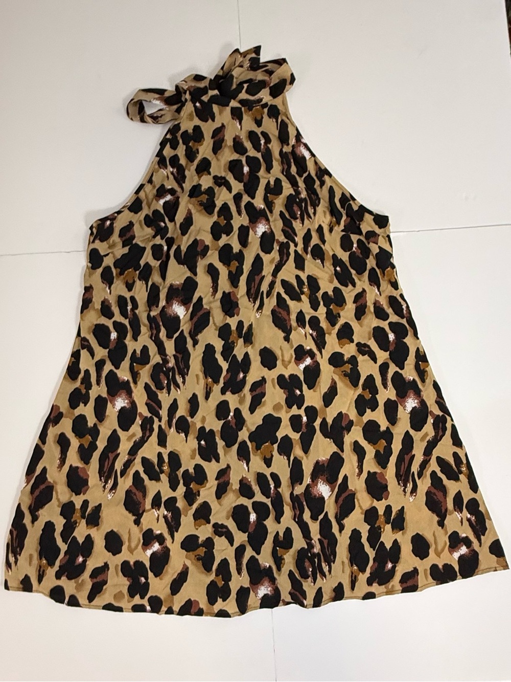 SHEIN Curve Leopard Print Tank Dress - Tan, Black, Brown